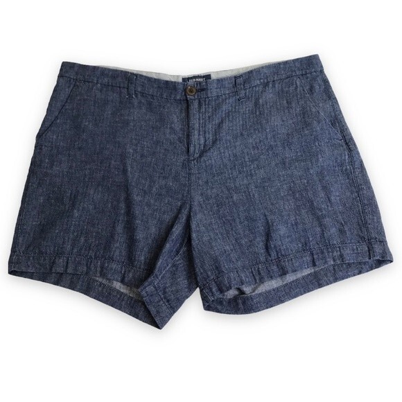 Old Navy Everyday Shorts Chambray Linen Blend Women's 16 High Waist 5" Inseam - Picture 1 of 14